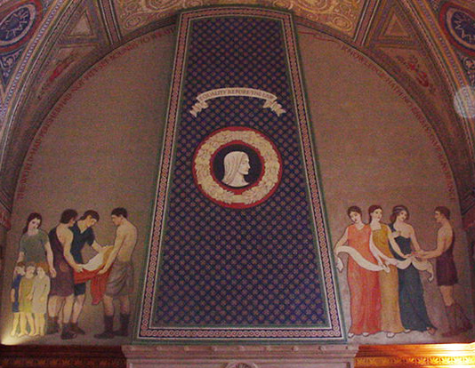 Mural flanking the Reception Room fireplace