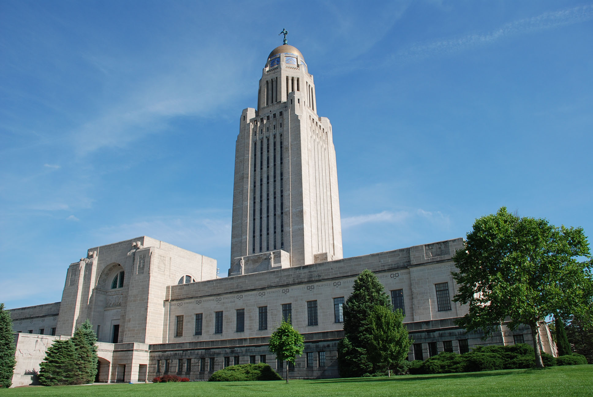 The Nebraska State Capitol and its tower, Lincoln
